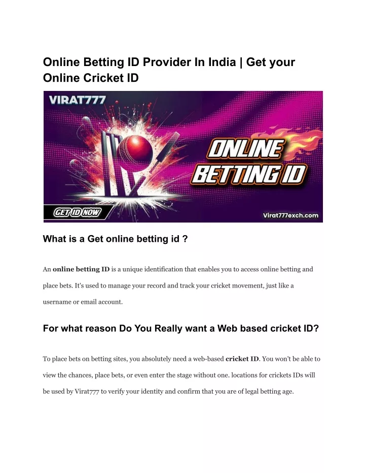 online betting id provider in india get your