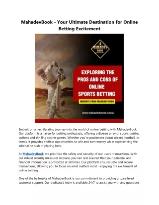 MahadevBook - Your Ultimate Destination for Online Betting Excitement