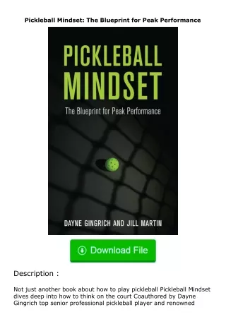 ✔️download⚡️ (pdf) Pickleball Mindset: The Blueprint for Peak Performance