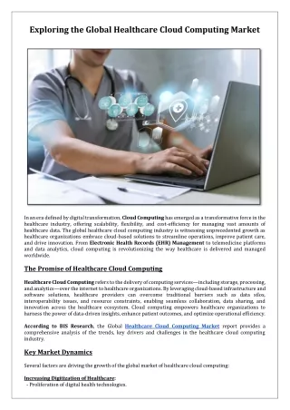 Exploring the Global Healthcare Cloud Computing Market | BIS Research