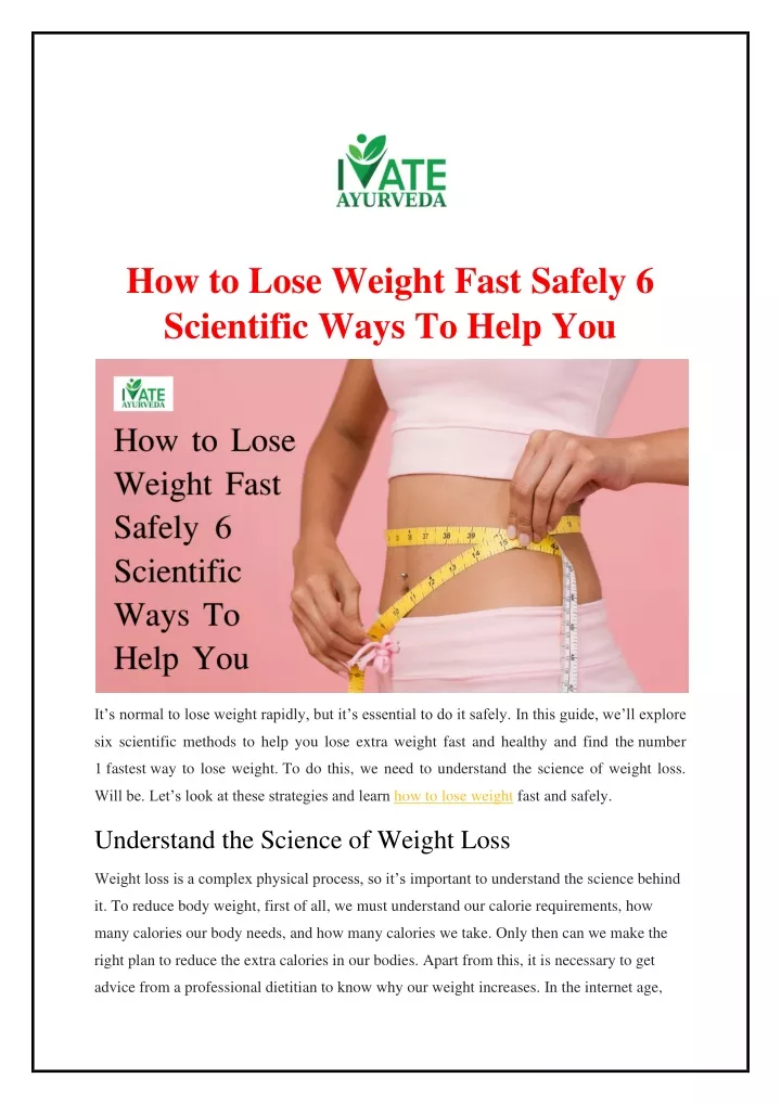 how to lose weight fast safely 6 scientific ways