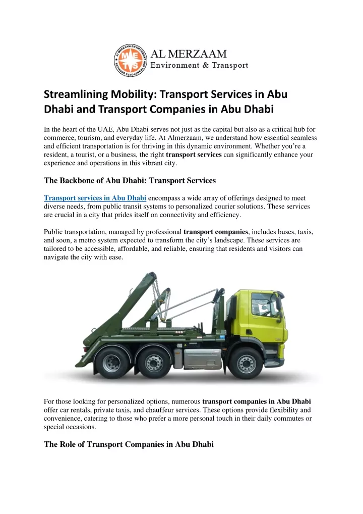 streamlining mobility transport services