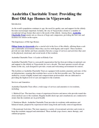 best old age homes in vijayawada