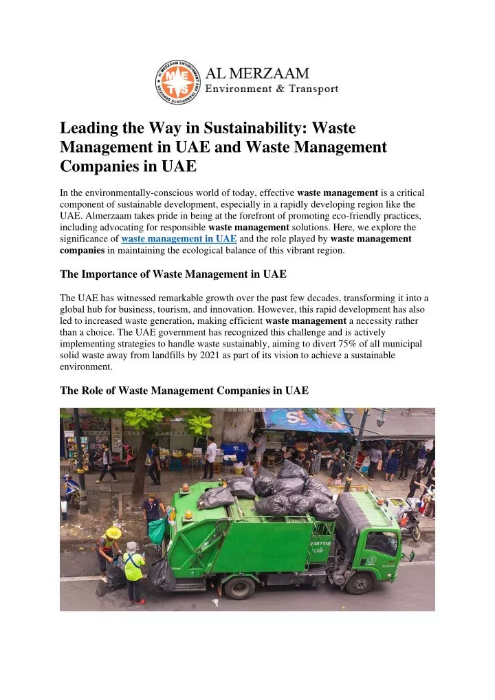 leading the way in sustainability waste