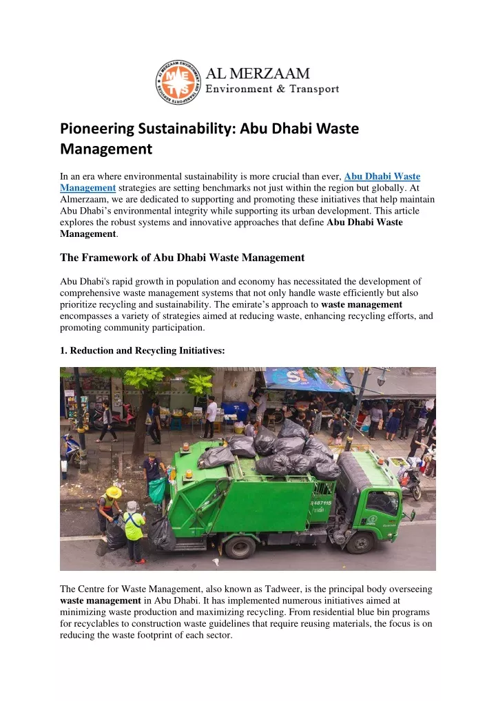 pioneering sustainability abu dhabi waste