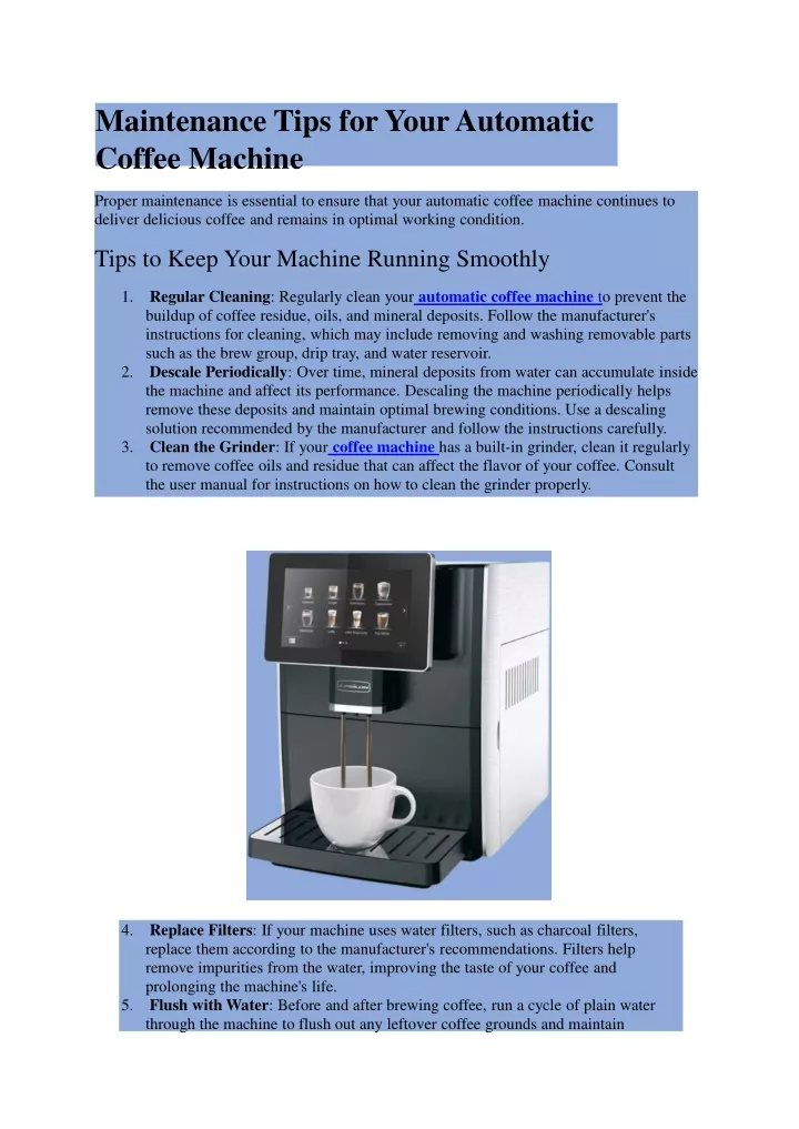 maintenance tips for your automatic coffee machine