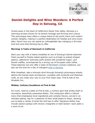 Danish Delights and Wine Wonders: A Perfect Day in Solvang, CA