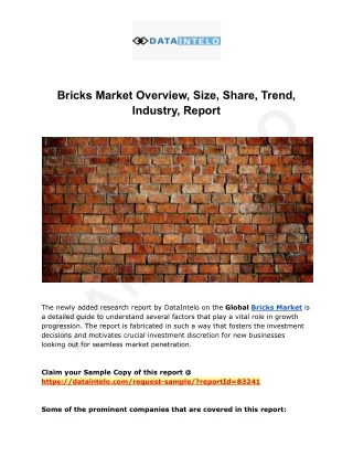 Bricks Market I Global Outlook and Forecast 2024-2032