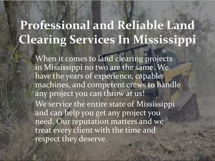professional and reliable land clearing services in mississippi