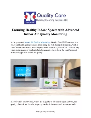 Ensuring Healthy Indoor Spaces with Advanced Indoor Air Quality Monitoring