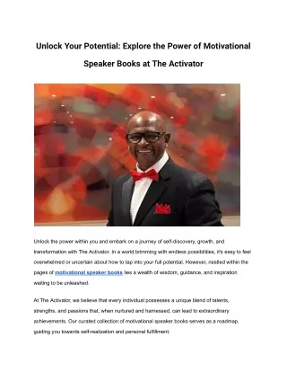 Explore the Power of Motivational Speaker Books at The Activator