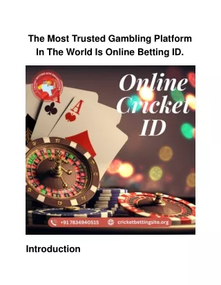 The Most Trusted Gambling Platform In The World Is Online Betting ID