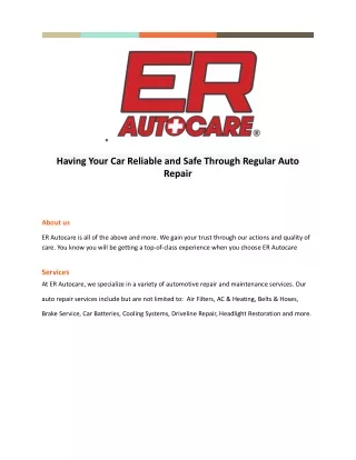 Trusted Auto Repair & Maintenance Services