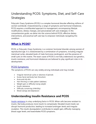 Understanding PCOS Symptoms, Diet, and Self-Care Strategies