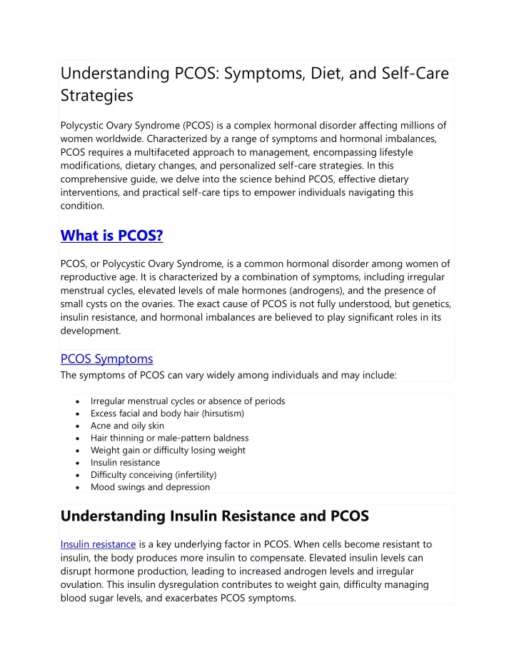 understanding pcos symptoms diet and self care