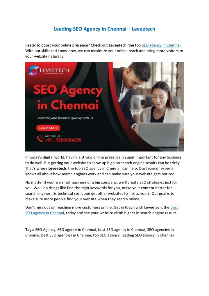 leading seo agency in chennai leveetech