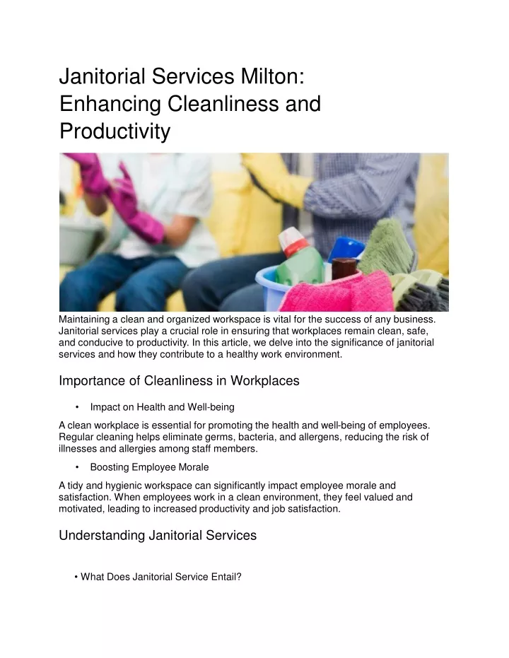 janitorial services milton enhancing cleanliness