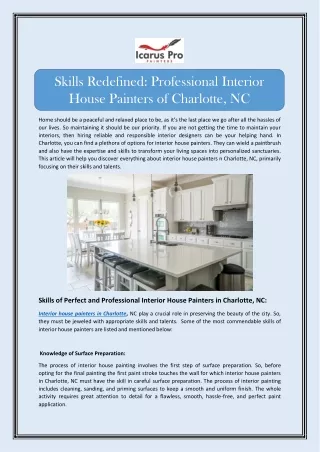 Skills Redefined: Professional Interior House Painters of Charlotte, NC