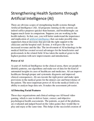 strengthening health systems through artificial intelligence ai