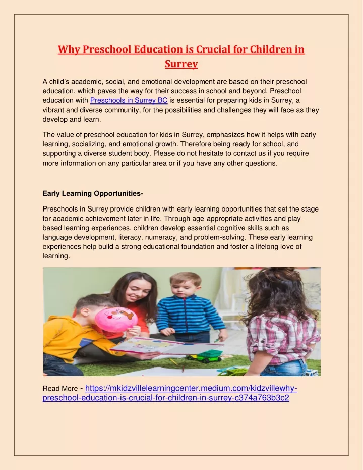 why preschool education is crucial for children