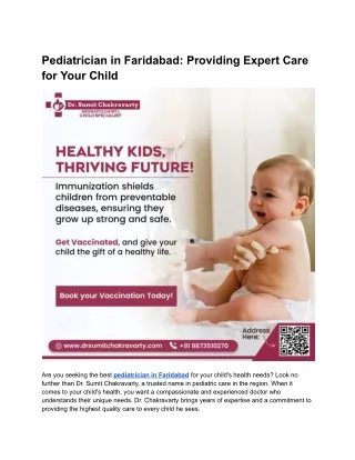 Pediatrician in Faridabad_ Providing Expert Care for Your Child