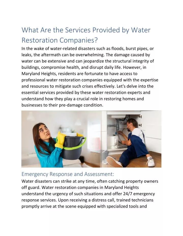 what are the services provided by water