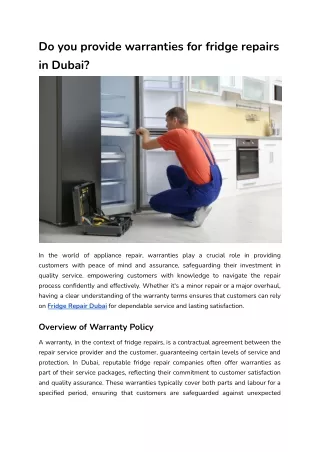 HOMD Do you provide warranties for fridge repairs in Dubai