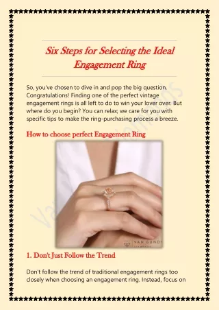 Six Steps for Selecting the Ideal Engagement Ring