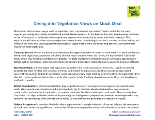 Diving into Vegetarian Views on Mock Meat