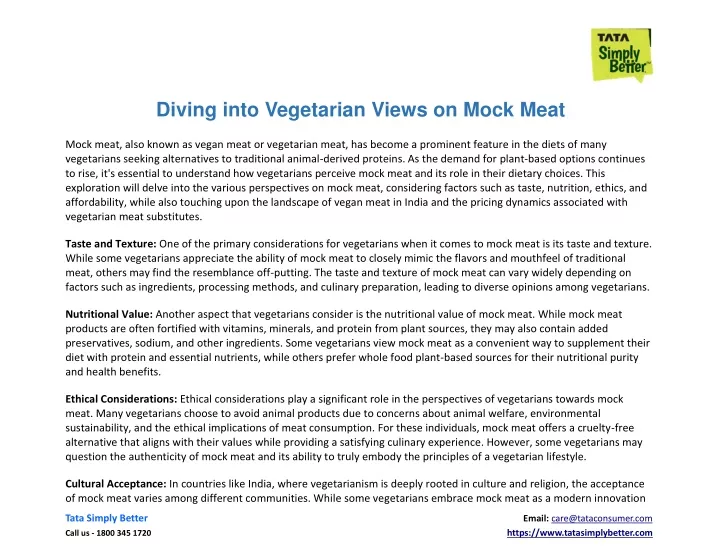 diving into vegetarian views on mock meat