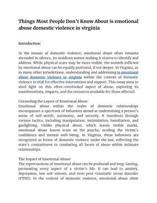 is emotional abuse domestic violence in virginia