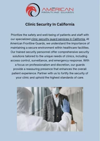 Clinic Security Guard Services in California