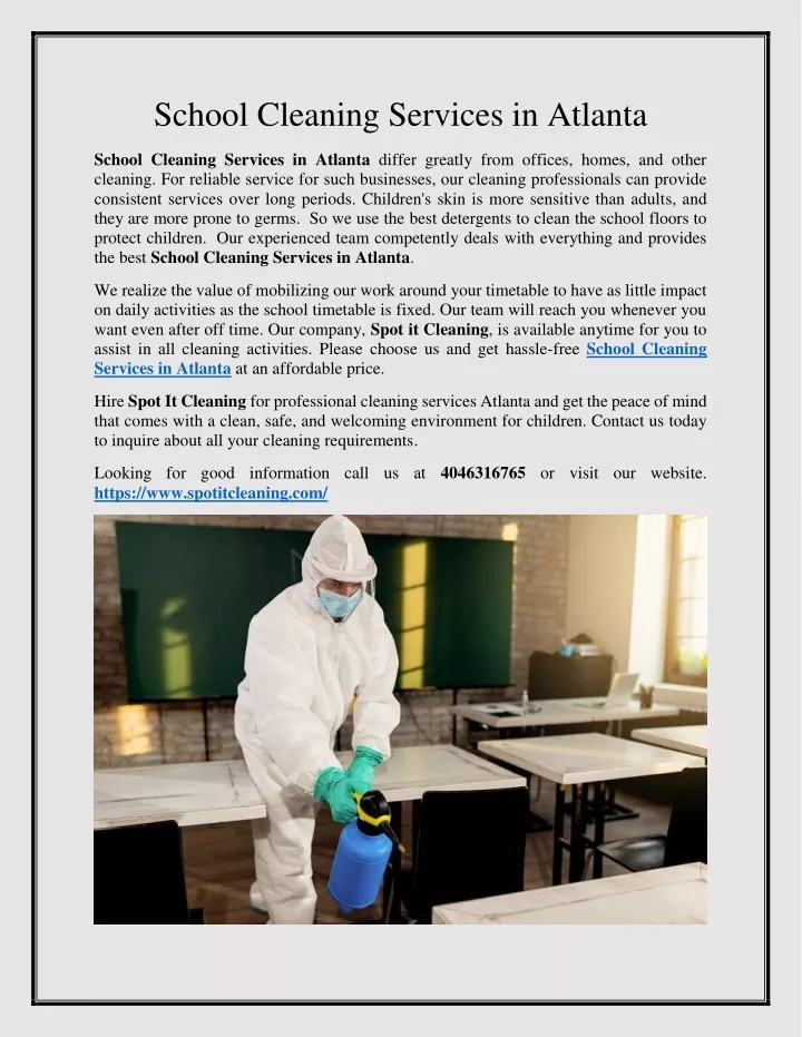 school cleaning services in atlanta