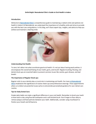 Smile Bright: Namodental Clinic's Guide to Oral Health in Indore