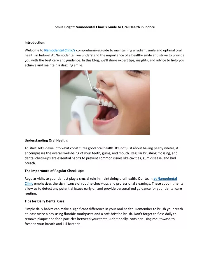 smile bright namodental clinic s guide to oral