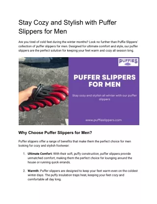puffer slippers for men