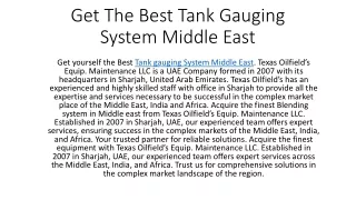 Tank gauging System Middle East