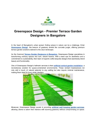 Greenspace Design - Premier Terrace Garden Designers in Bangalore