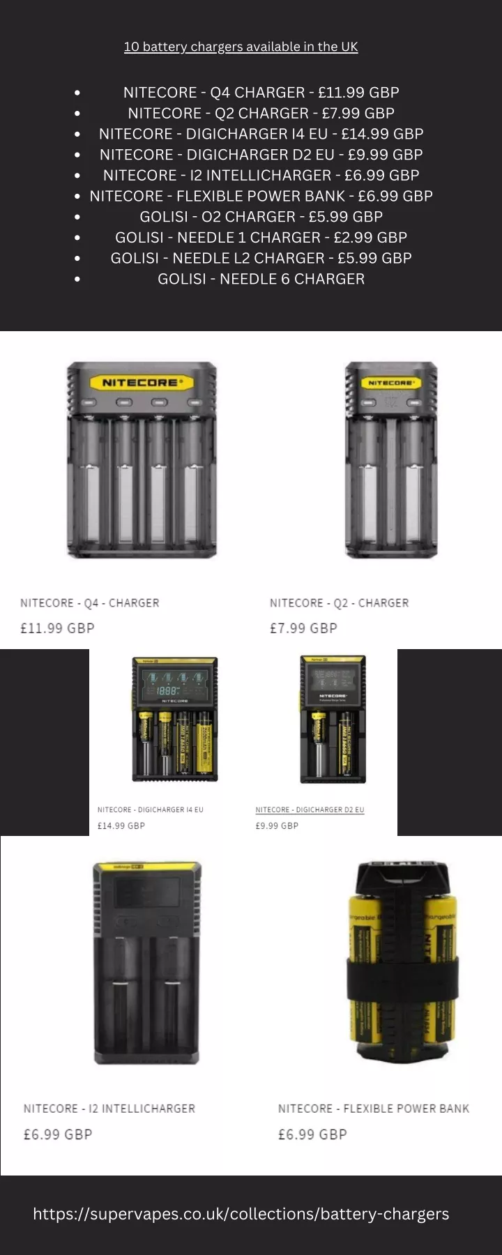 10 battery chargers available in the uk