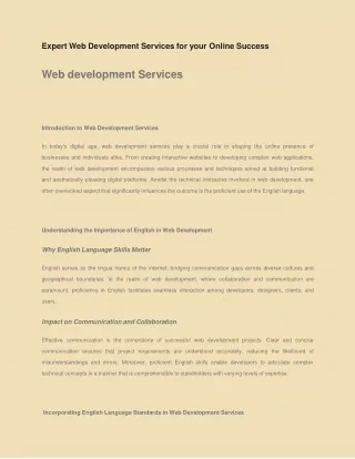 Expert Web Development Services for your Online Success