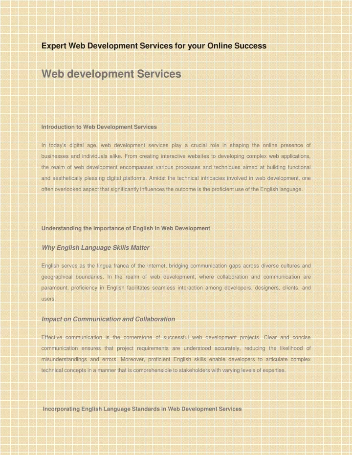 expert web development services for your online