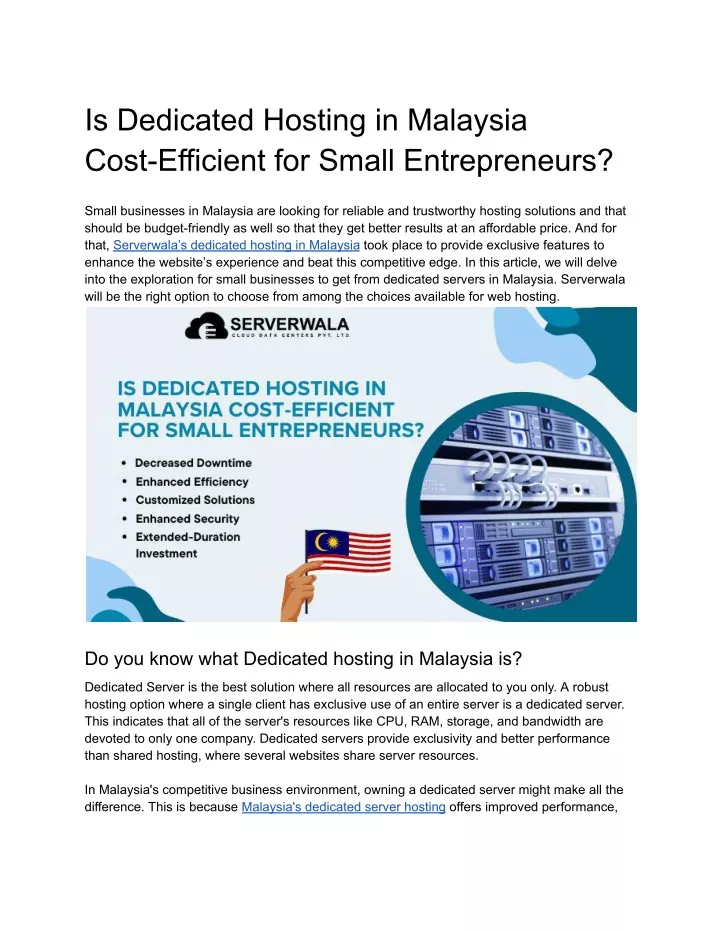 is dedicated hosting in malaysia cost efficient