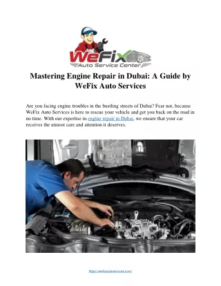 Mastering Engine Repair in Dubai: A Guide by  WeFix Auto Services
