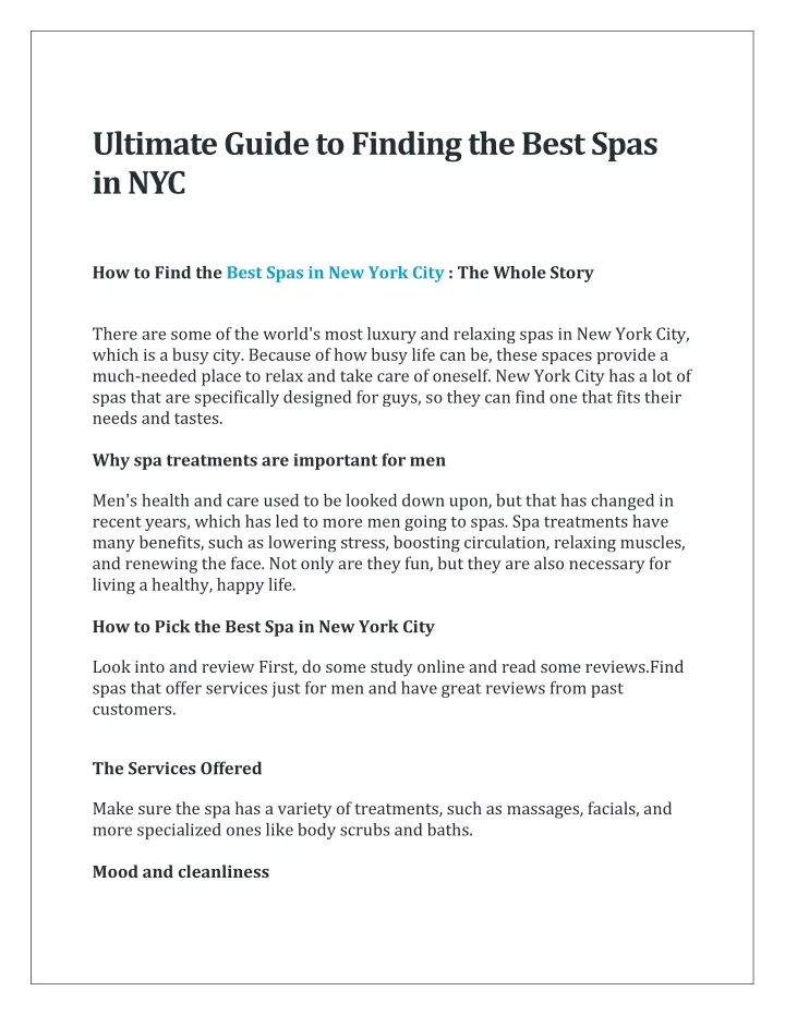 ultimate guide to finding the best spas in nyc