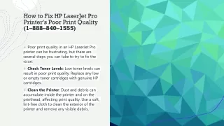 How to Fix HP LaserJet Pro Printer’s poor print quality (1–888–840–1555)