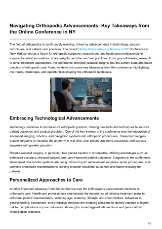 Navigating Orthopedic Advancements Key Takeaways from the Online Conference in NY