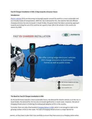 Fast EV Charger Installation in KSA