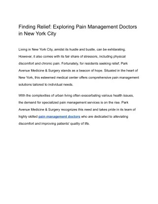 finding relief exploring pain management doctors