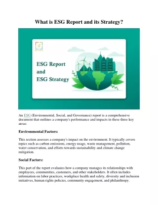 What is ESG Report and its Strategy