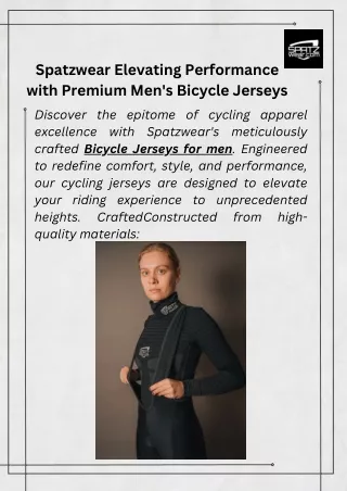 Spatzwear Elevating Performance with Premium Men's Bicycle Jerseys